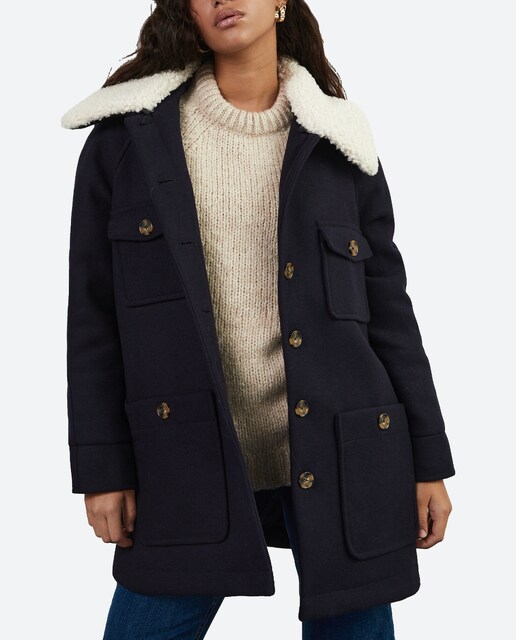 Imagen 0 de Abrigo de mujer liso cuello borrego