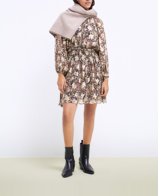 Imagen 0 de Vestido manga larga corto cintura canillas