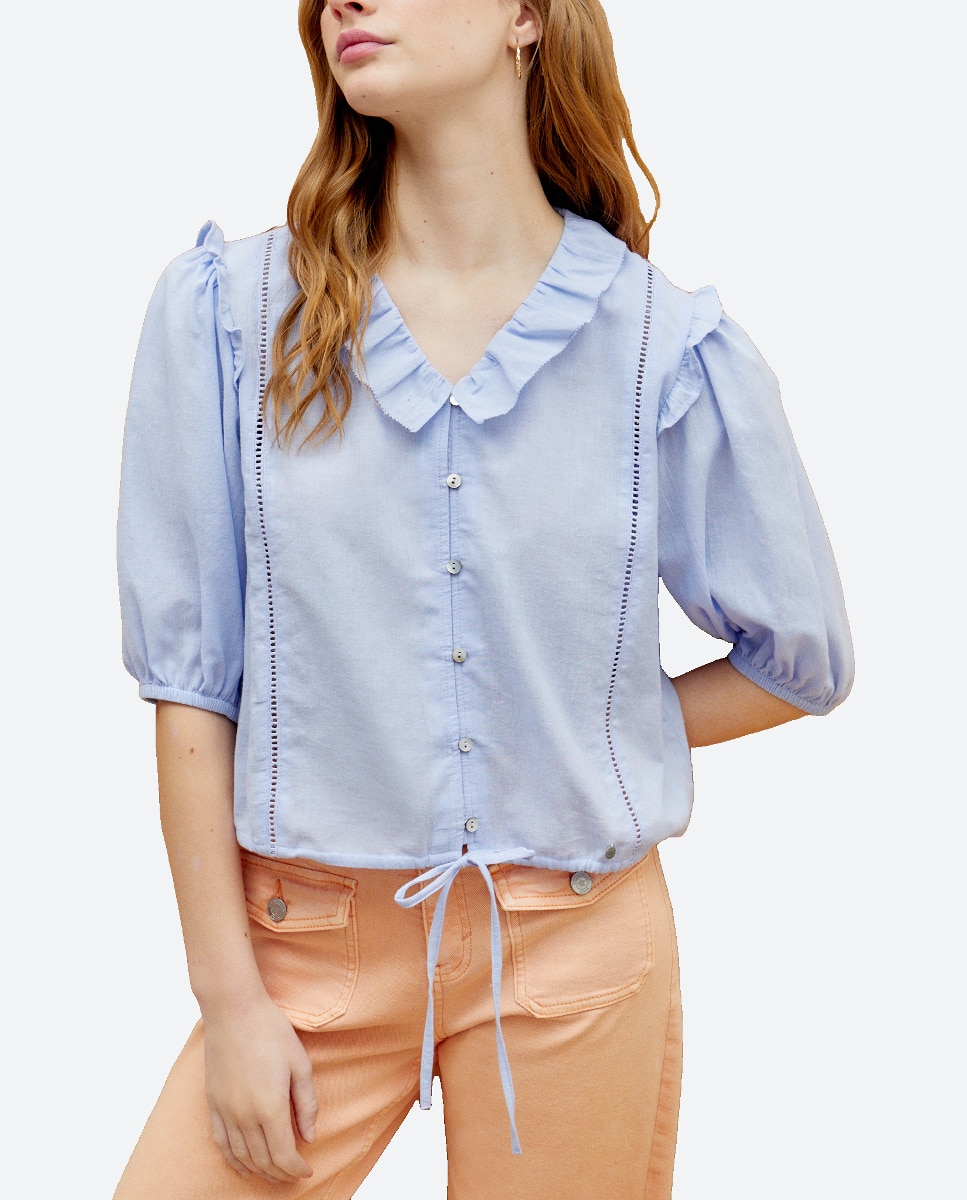 Imagen 0 de Blusa manga corta volante
