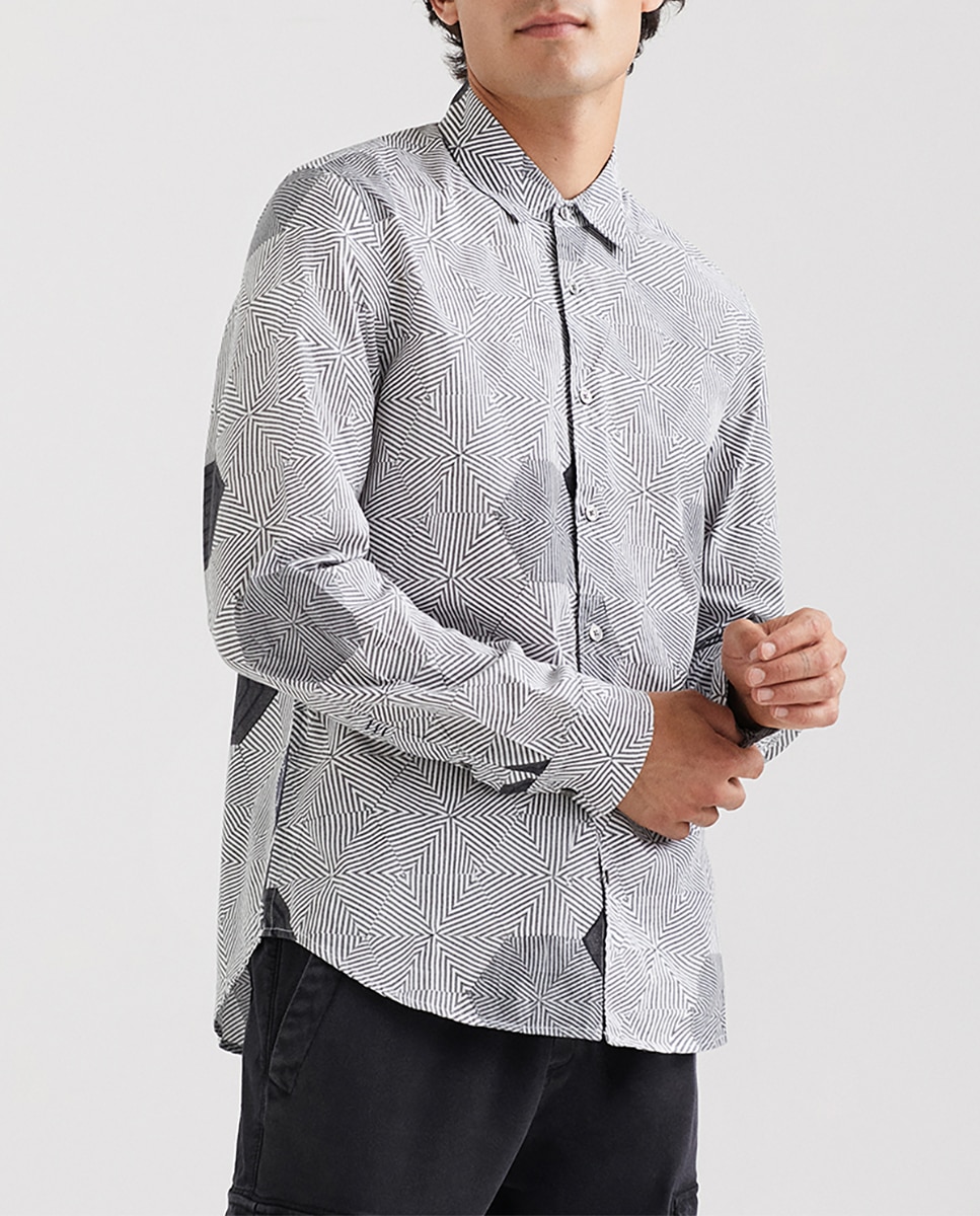 Imagen 0 de Camisa de hombre hexágonos blanca y negra