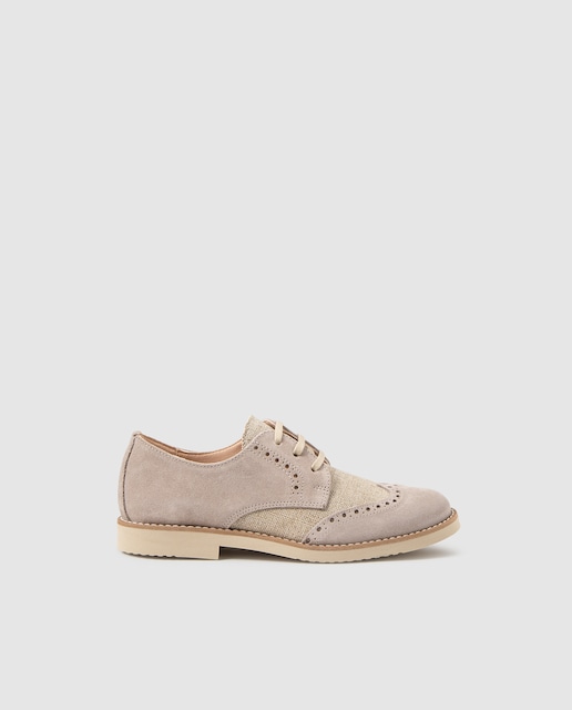Imagen 0 de Zapatos de comunión de niño Tizzas de color topo con cordones