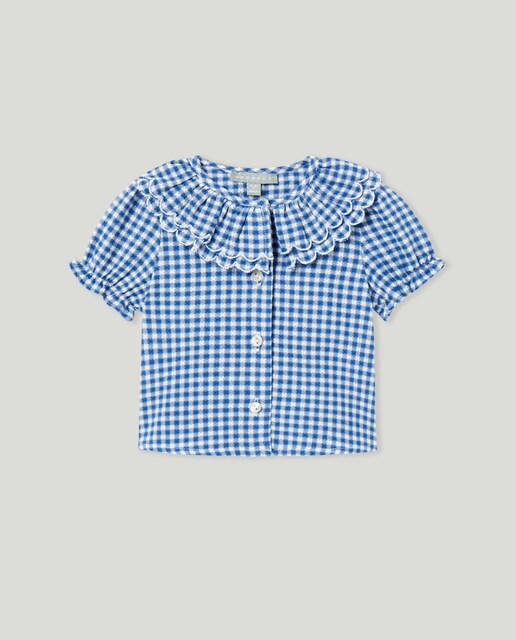 Imagen 0 de Blusa manga corta con cuello doble gola festón
