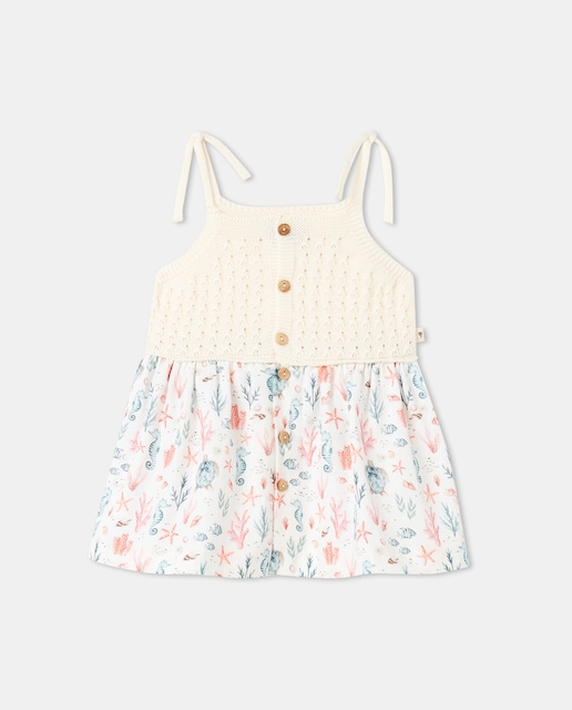 Imagen 0 de Vestido con tirantes combinado estampado pomelos