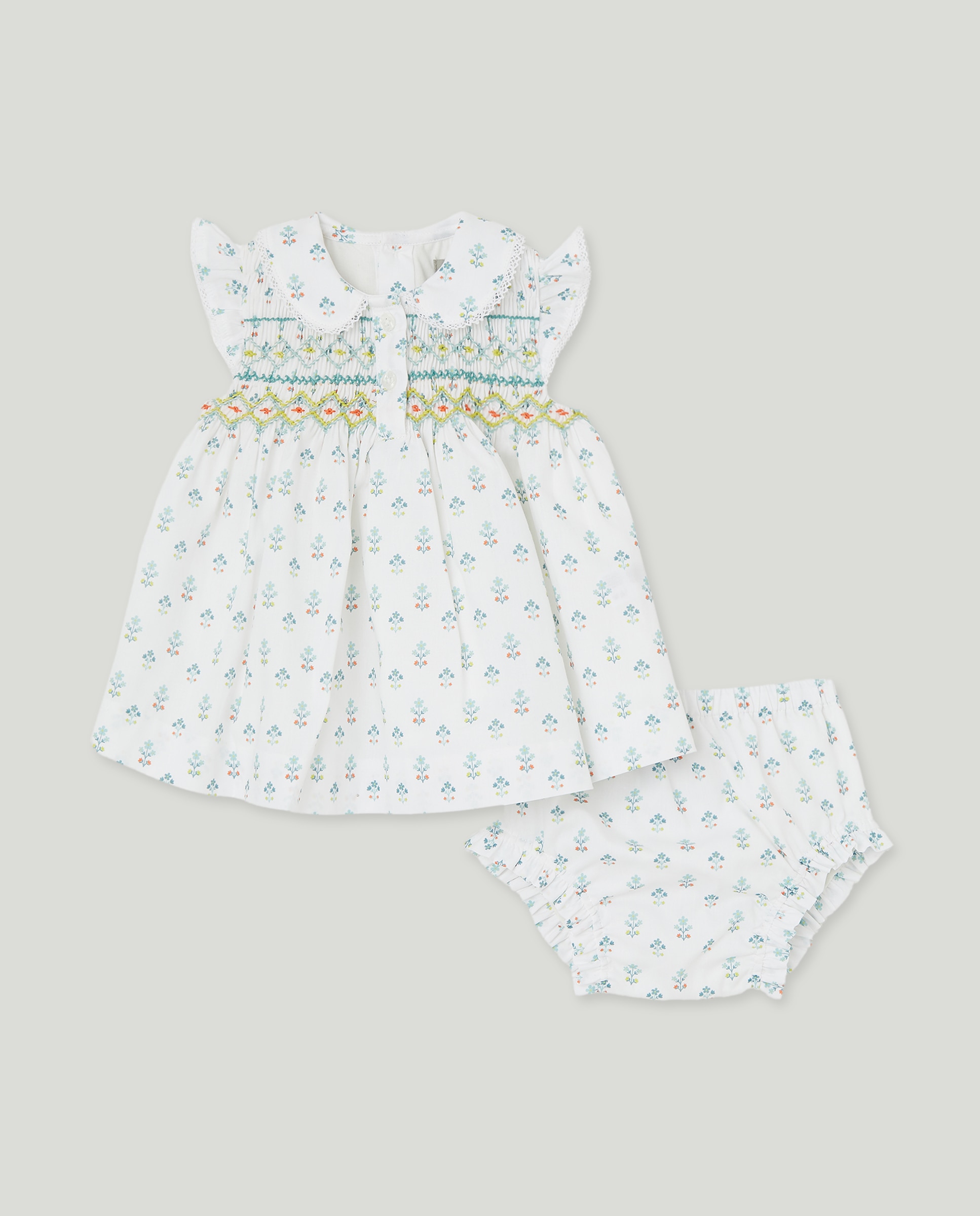 Imagen 0 de Vestido de bebé niña nido de abeja