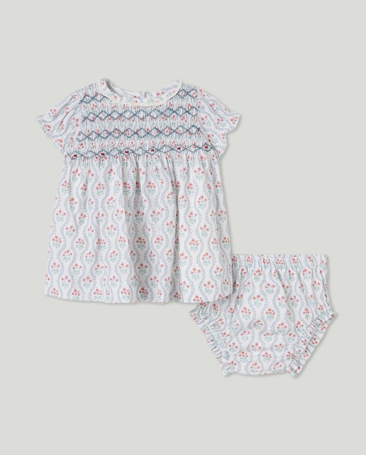 Imagen 0 de Vestido de bebé niña nido de abeja