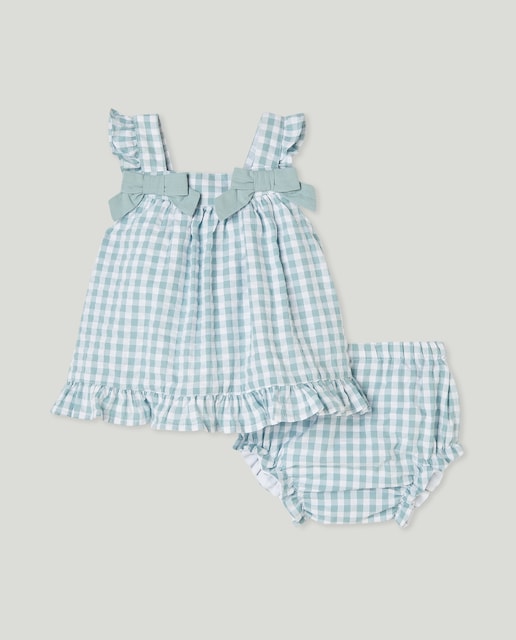 Imagen 0 de Vestido tirante seersucker vichy con espalda cruzada