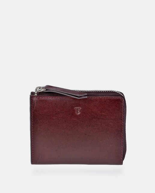 Imagen 0 de Cartera de piel marrón con cremallera