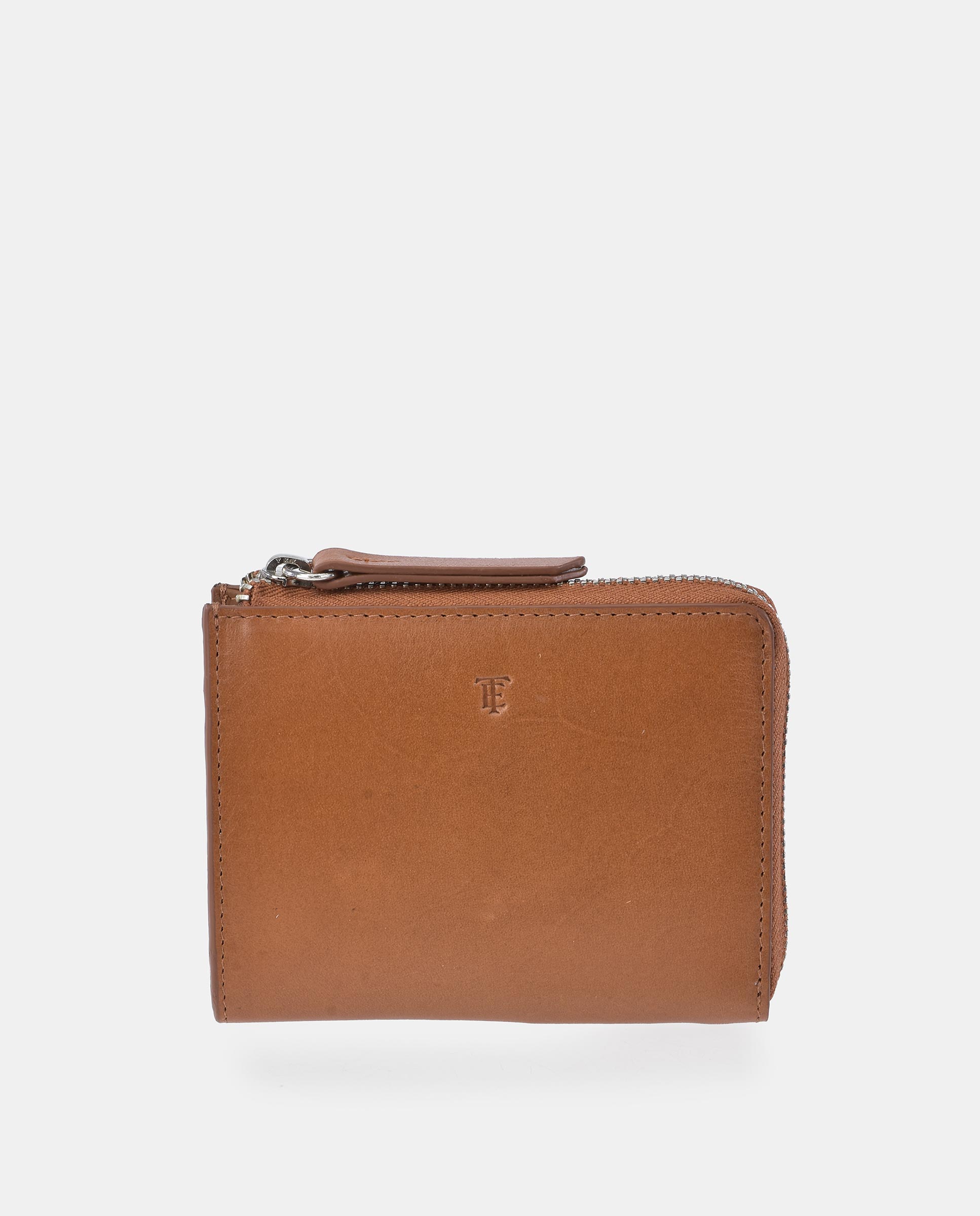 Imagen 0 de Cartera de piel marrón con cremallera