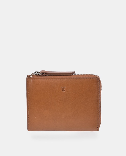 Imagen 0 de Cartera de piel marrón con cremallera