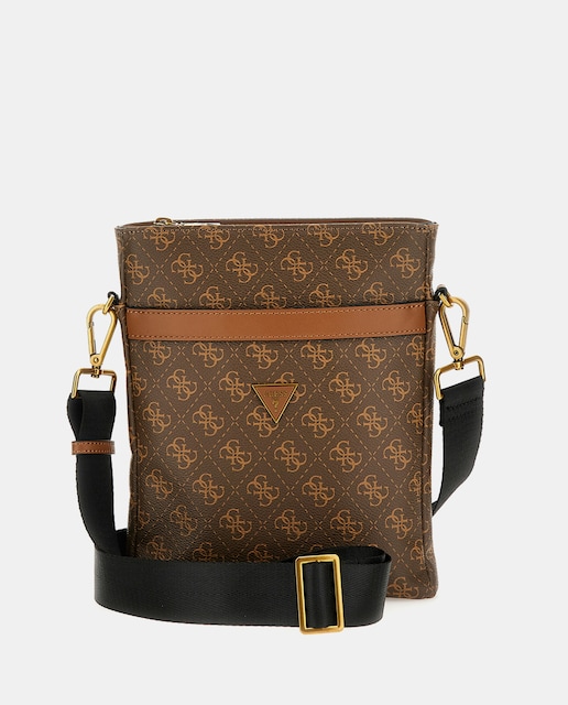 Imagen 0 de Bandolera plana marrón con estampado y cremallera