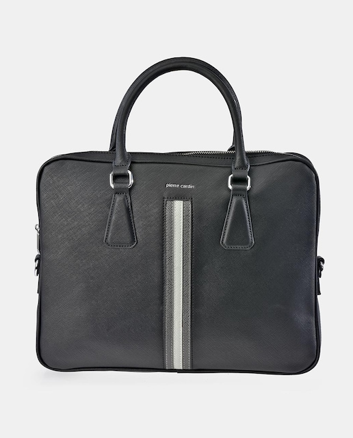 Imagen 0 de Porta documentos de hombre Pierre Cardin en negro con asa ajustable.