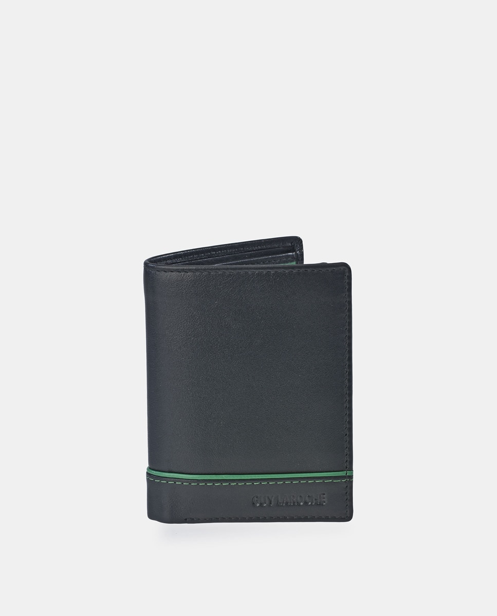 Imagen 0 de Cartera hombre Guy Laroche con monedero interior en piel color negro y verde