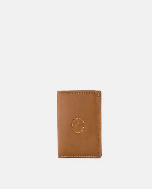Imagen 0 de Cartera de piel camel con capacidad para siete tarjetas