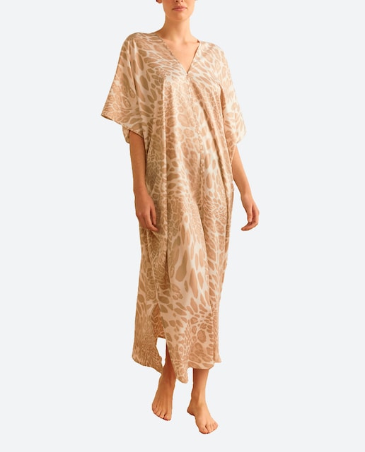 Imagen 0 de Caftán animal print cuello pico