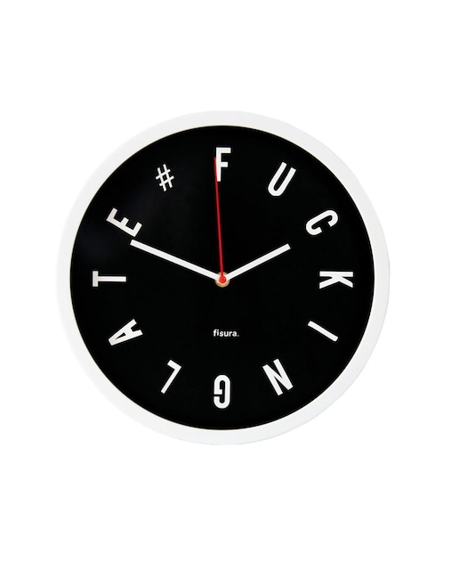 Imagen 0 de Reloj de Pared Fisura Fucking Late Negro