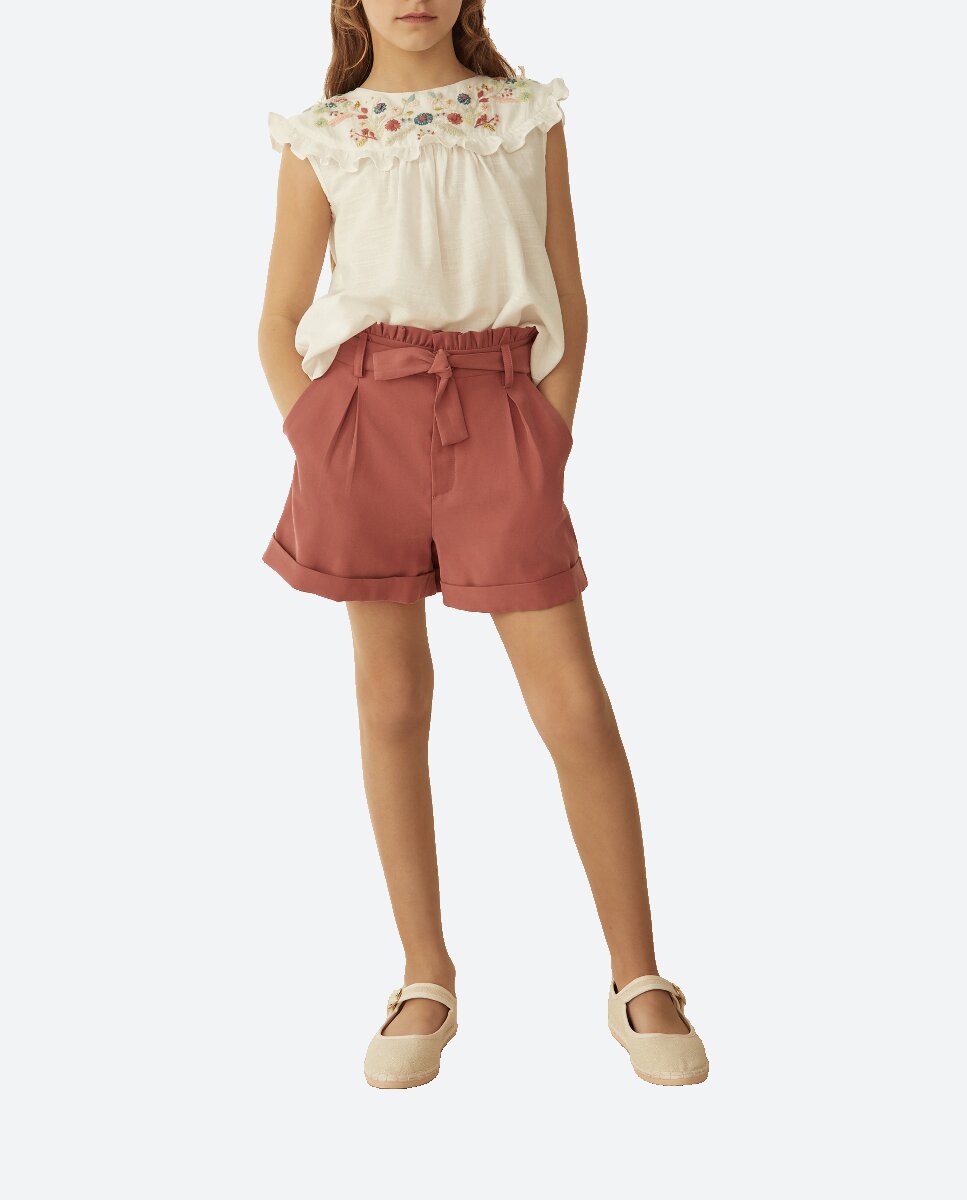 Imagen 0 de Short de tencel de niña con lazada en la cintura