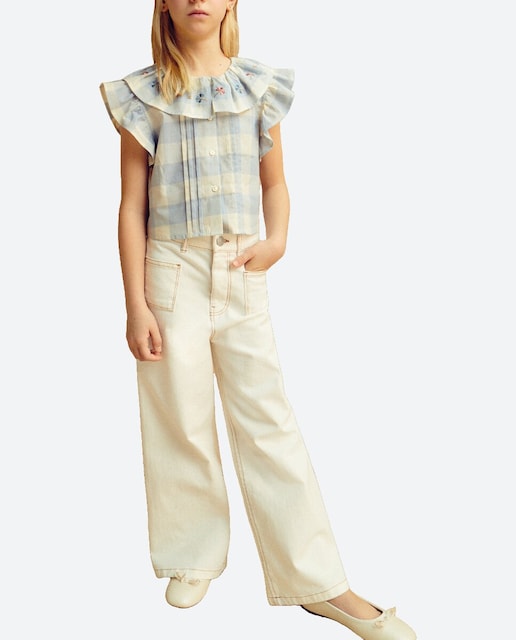 Imagen 0 de Blusa vichy de niña manga volante
