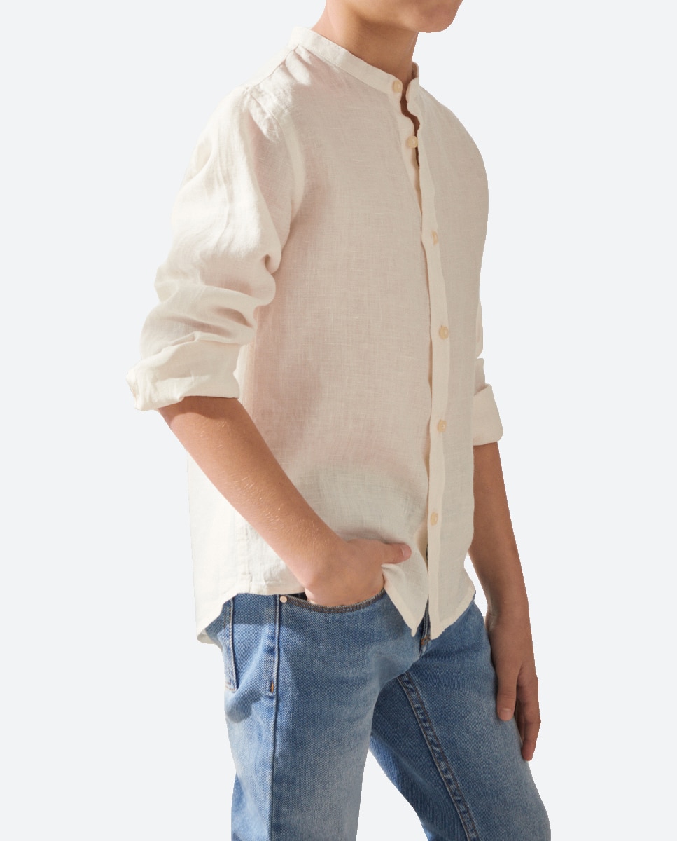 Imagen 0 de Camisa de niño 100% lino manga larga