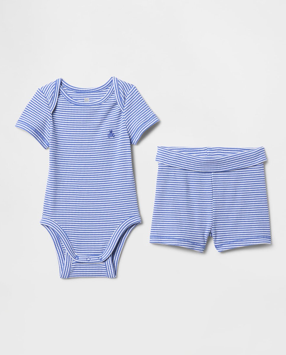 Imagen 0 de Conjunto de body y pantalones cortos de punto acanalado supersuave de bebé