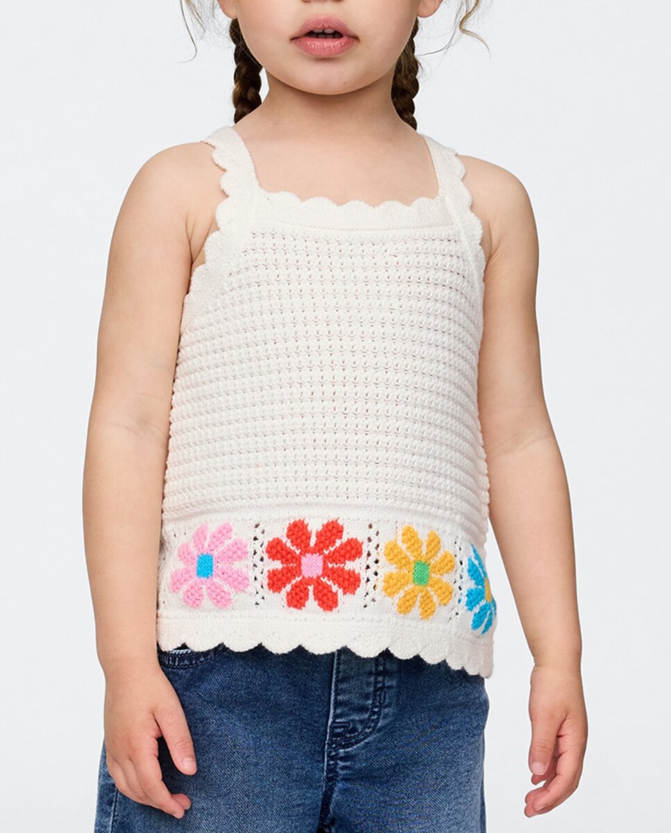 Imagen 0 de Camiseta sin mangas de ganchillo festoneada para bebés y niñas pequeñas