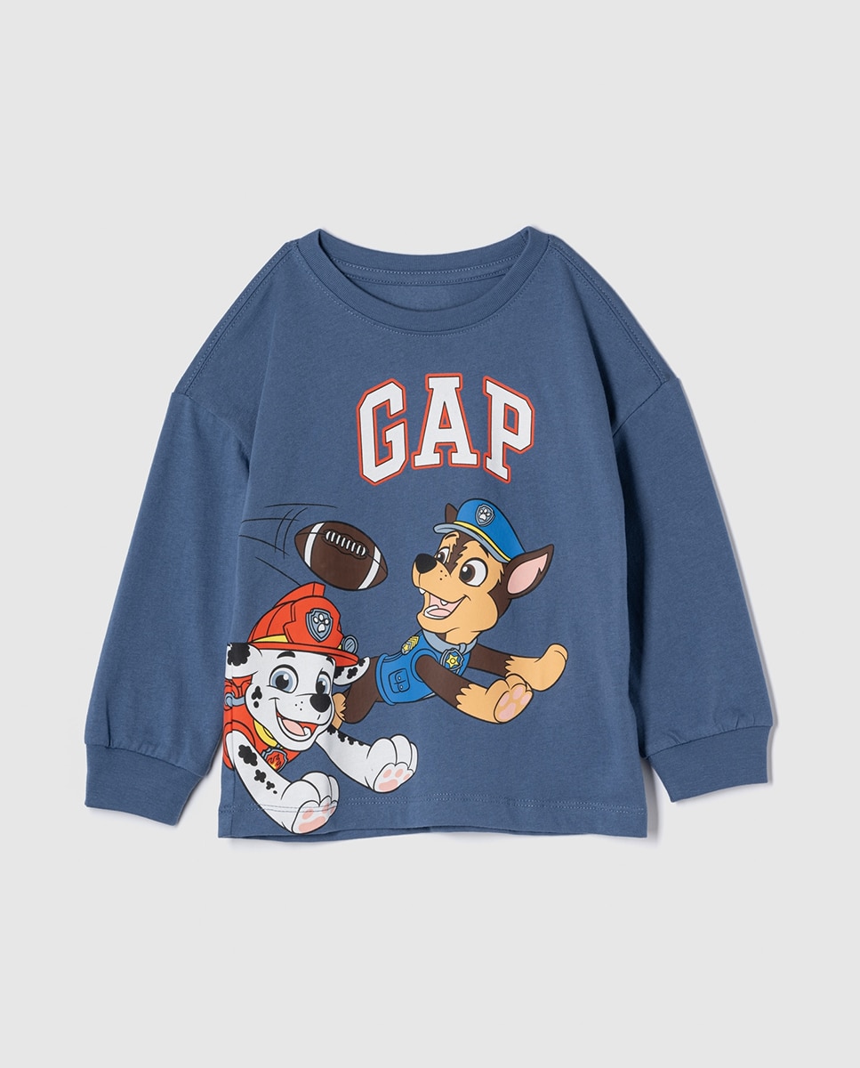 Imagen 0 de Camiseta de niño con cuello redondo, manga larga y Logotipo de Gap arch con gráficos de Paw Patrol en la parte delantera.