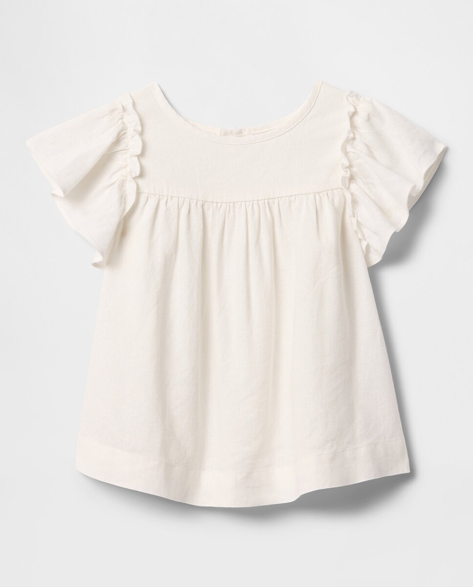 Imagen 0 de Blusa de lino con mangas onduladas de bebé niña