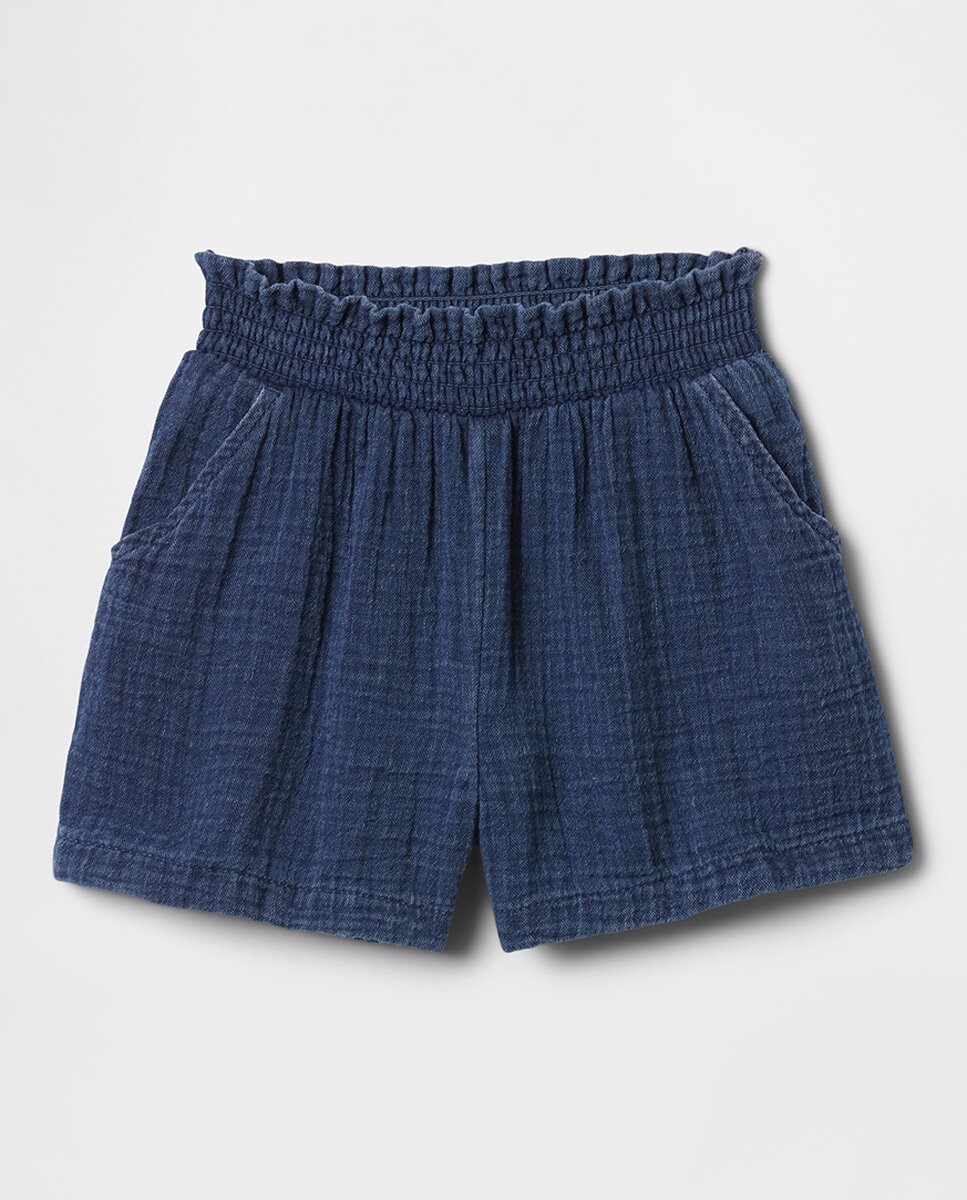 Imagen 0 de Pantalones cortos de algodón liso con cintura elástica de niña