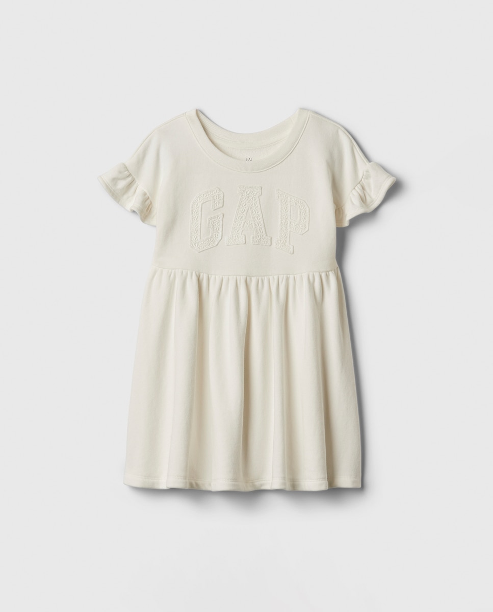 Imagen 0 de Vestido de niña con logolantero y volantes en mangas