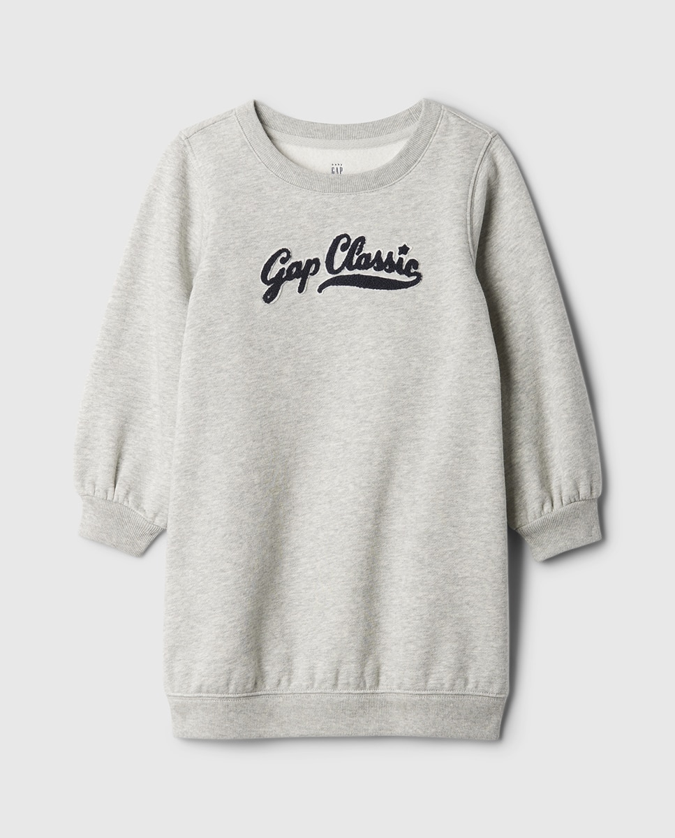 Imagen 0 de Vestido sudadera de niña con cuello redondo y manga larga y logotipo de Gap Athletic en la parte delantera