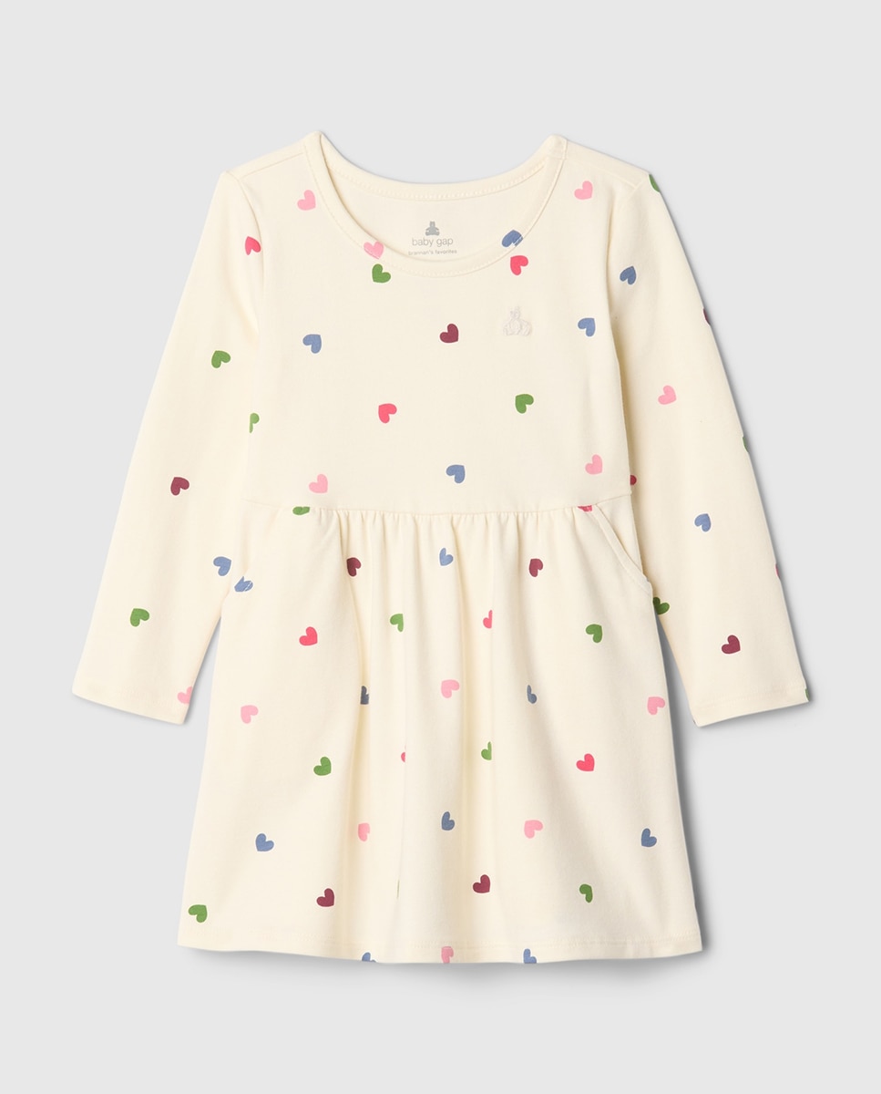 Imagen 0 de Vestido estampado de niña con cuello redondo y manga larga