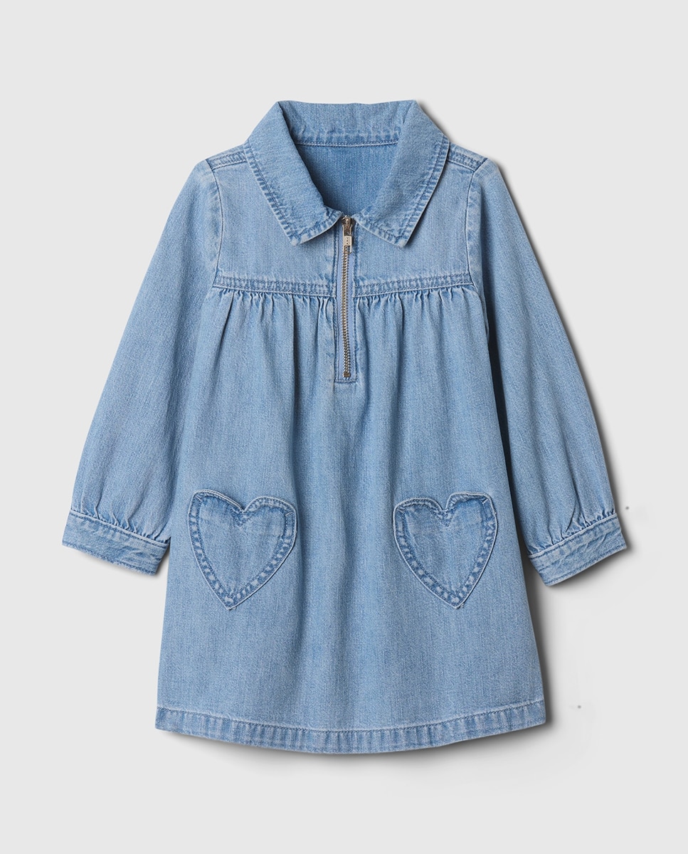 Imagen 0 de Vestido vaquero con corazón de niña