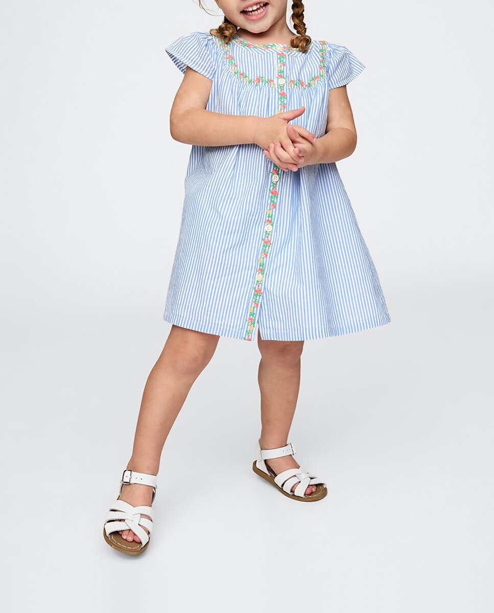 Imagen 0 de Vestido con botones y detalle de flores bordadas