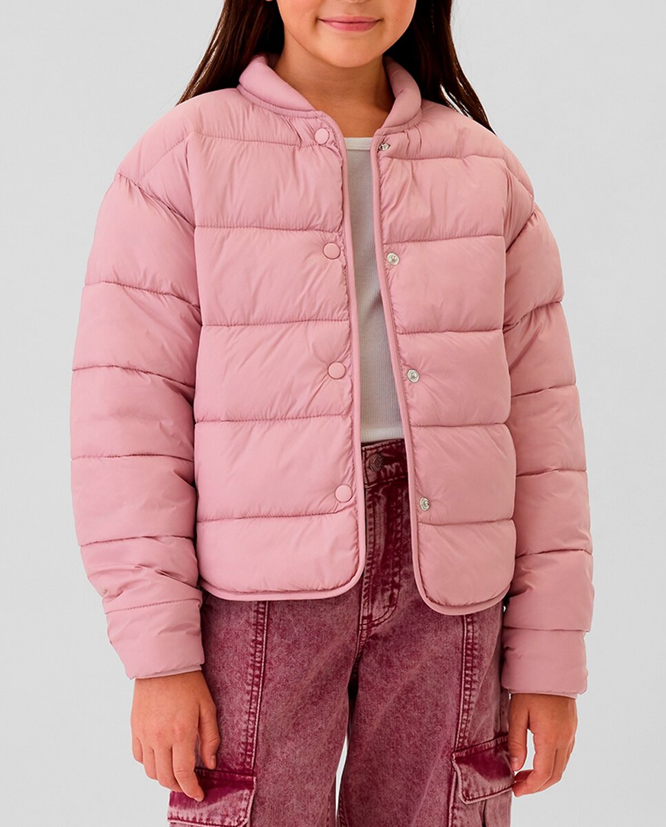 Imagen 0 de Chaqueta acolchada de niña corta con cierre de corchetes delanteros