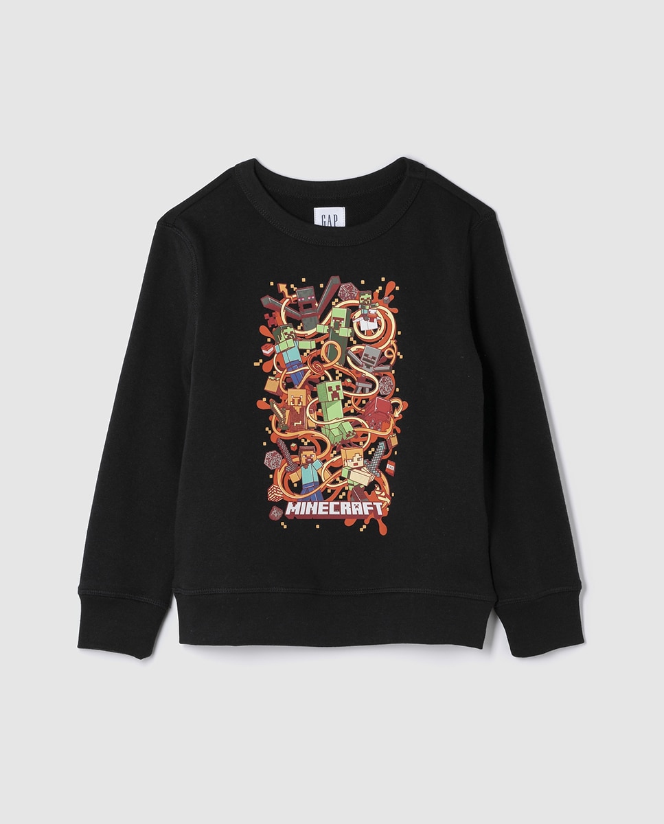 Imagen 0 de Sudadera de niño con cuello redondo con gráfico de Minecraft en la parte delantera