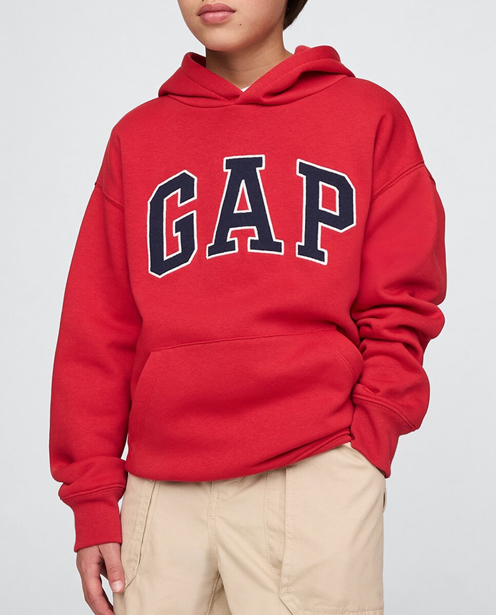 Imagen 0 de Sudadera con capucha logotipo de Gap en la parte delantera y bolsillo Kanga de niño