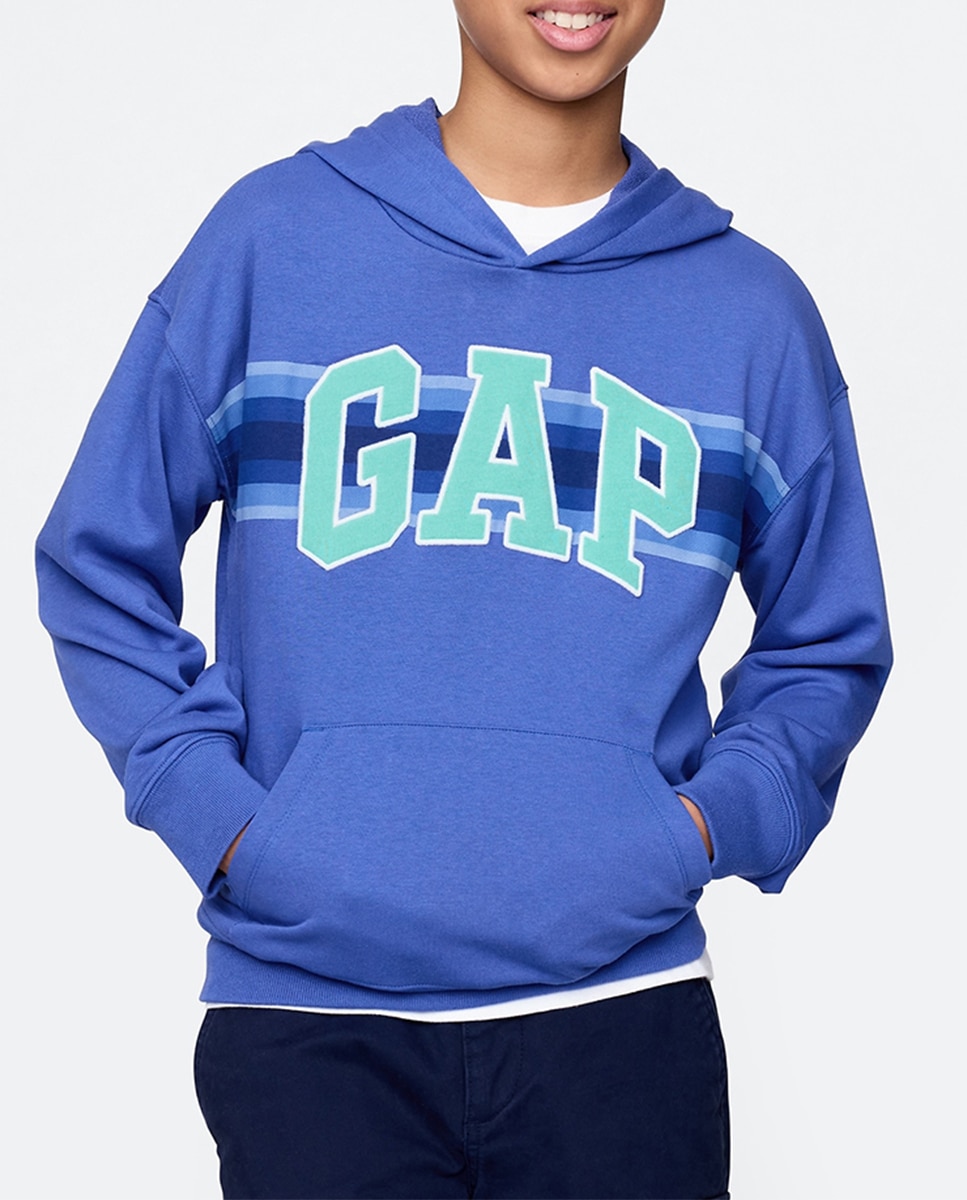 Imagen 0 de Sudadera con capucha y cremallera con logotipo de Gap en la parte delantera y bolsillo Kanga de niño