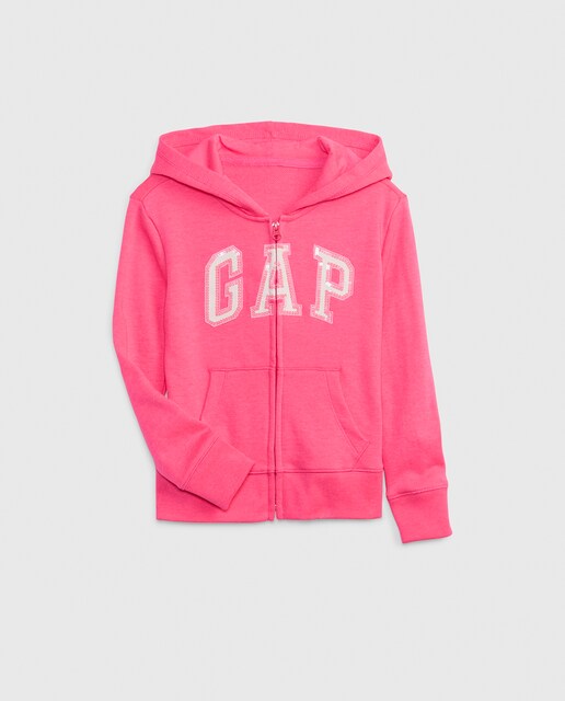 Imagen 0 de Sudadera de niña abierta con capucha y logo