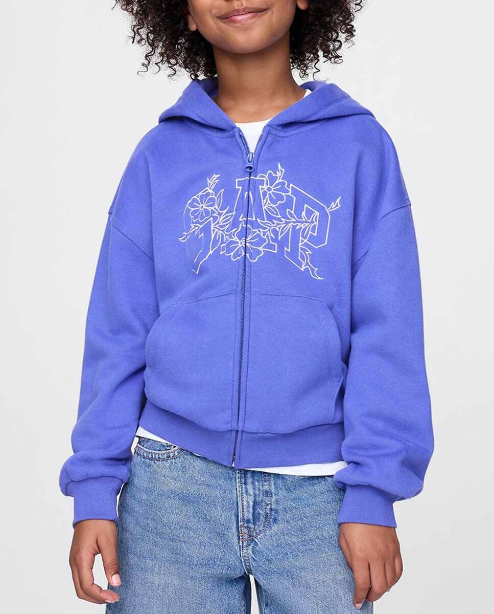 Imagen 0 de Sudadera con logo, capucha y cremallera de niña
