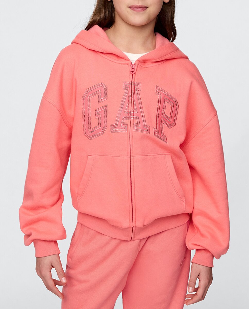 Imagen 0 de Sudadera con logo, capucha y cremallera de niña