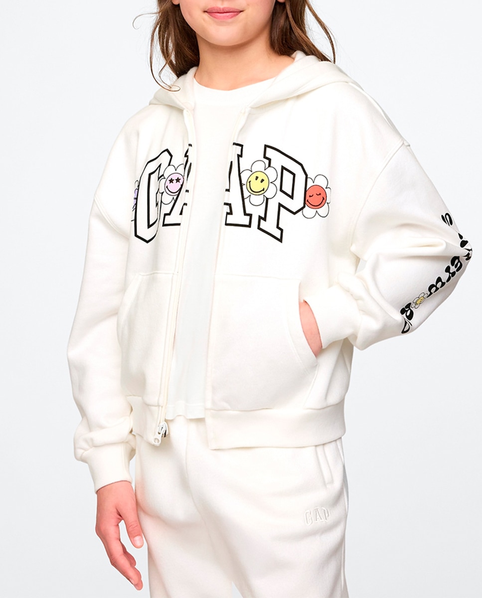 Imagen 0 de Sudadera con capucha, logo y gráficos flores SMILEY WORLD