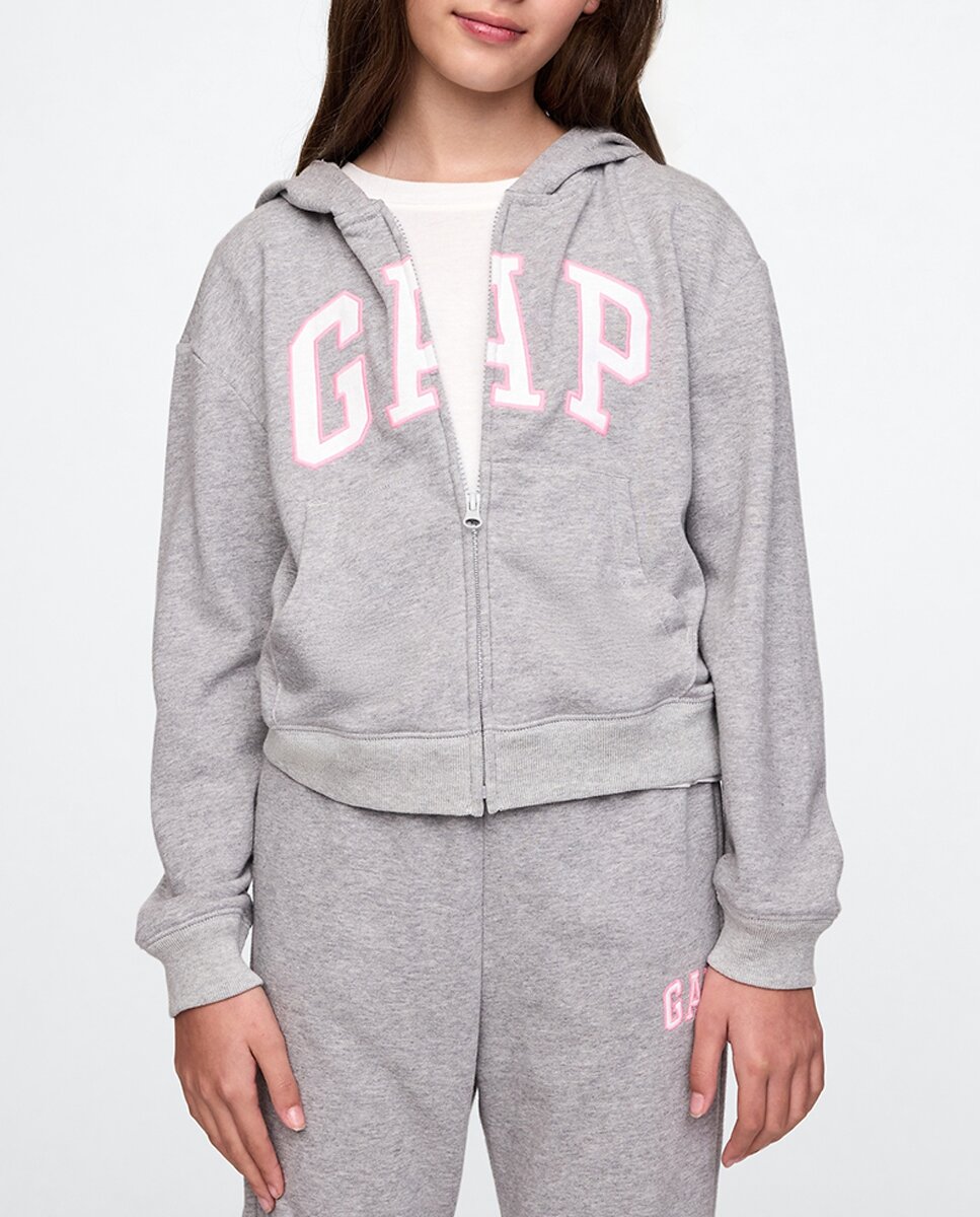 Imagen 0 de Sudadera con capucha y cremallera frontal de niña