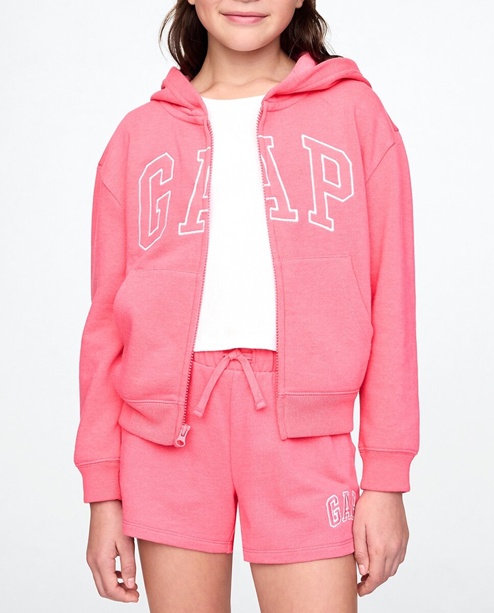 Imagen 0 de Sudadera con capucha y cremallera frontal de niña