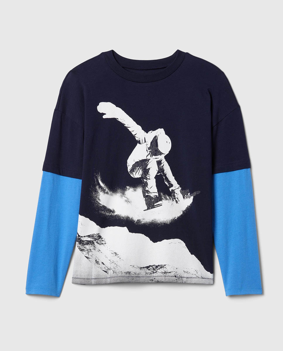 Imagen 0 de Camiseta gráfica de doble capa Relaxed de niño