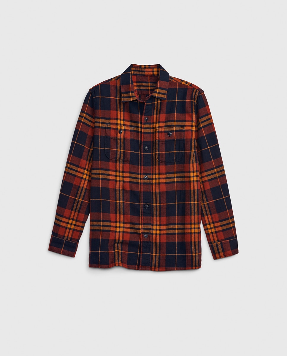 Imagen 0 de Camisa manga larga de franela con estampado de cuadros