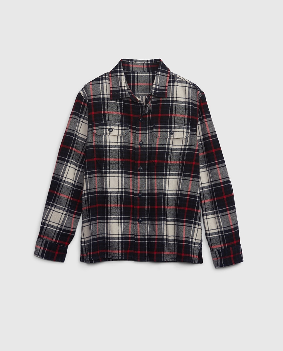 Imagen 0 de Camisa manga larga de franela con estampado de cuadros