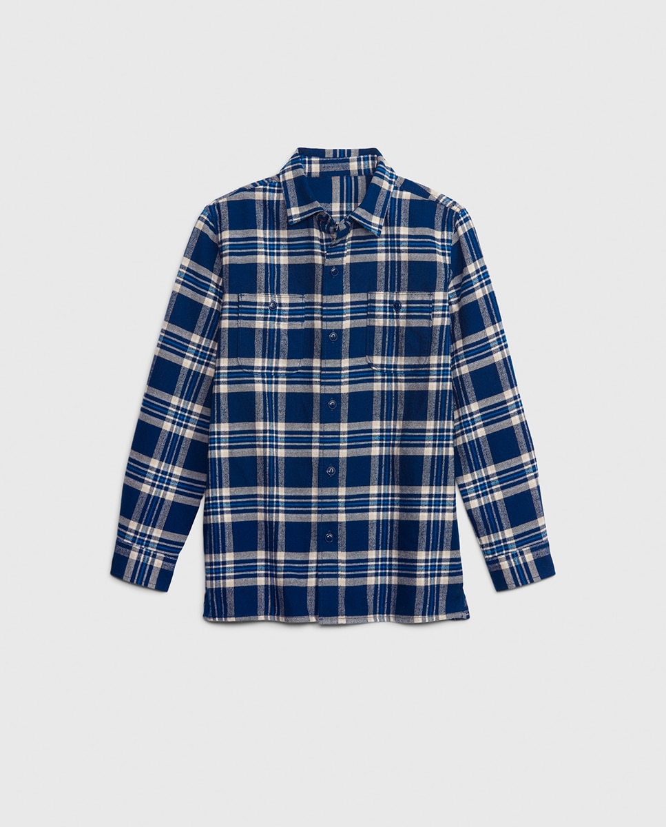 Imagen 0 de Camisa manga larga de franela con estampado de cuadros