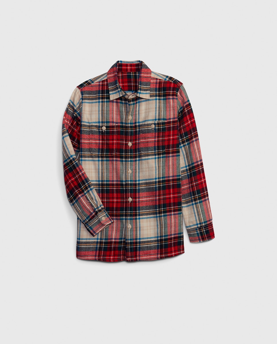 Imagen 0 de Camisa manga larga de franela con estampado de cuadros