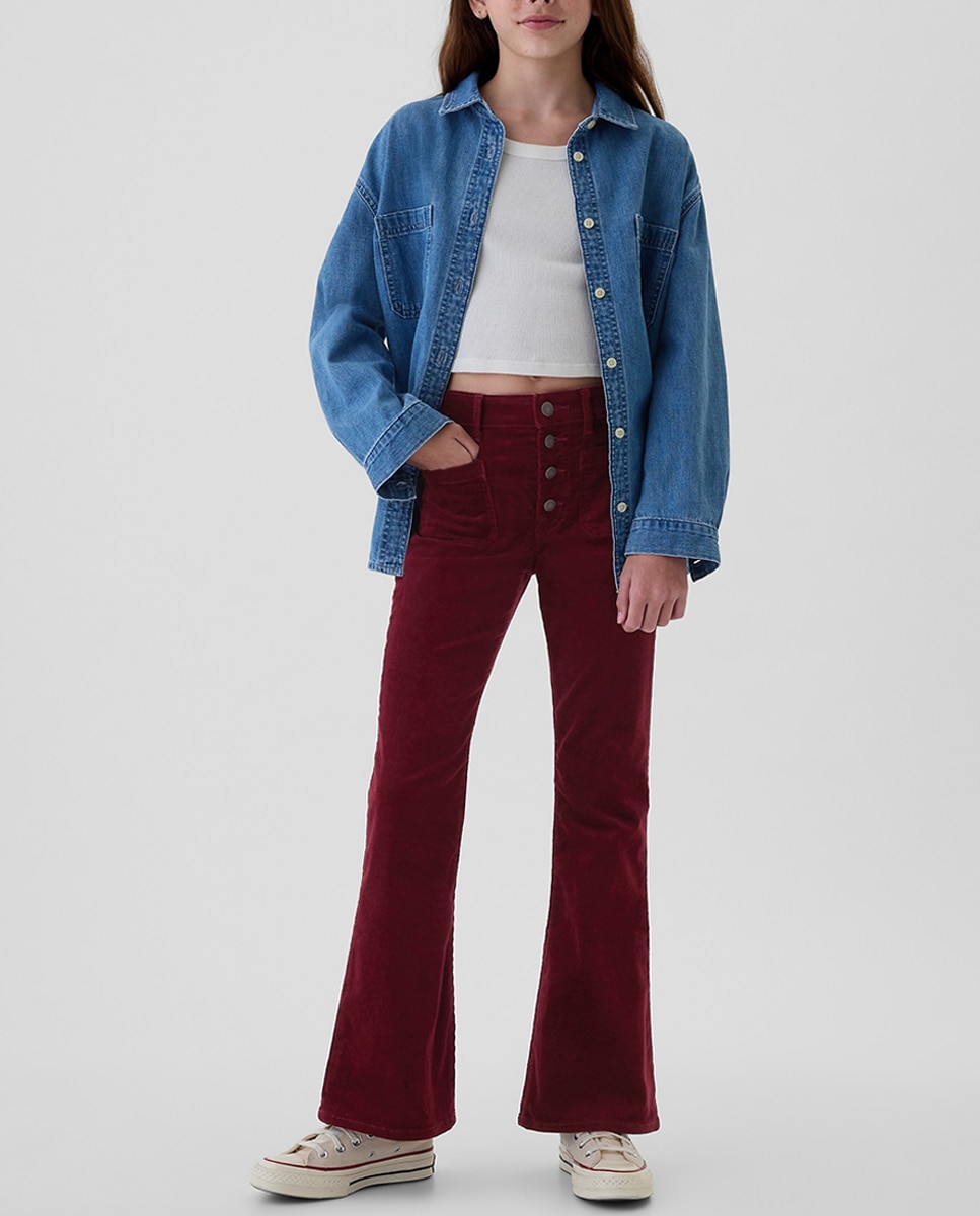 Imagen 0 de Pantalón de niña liso acampanado de pana