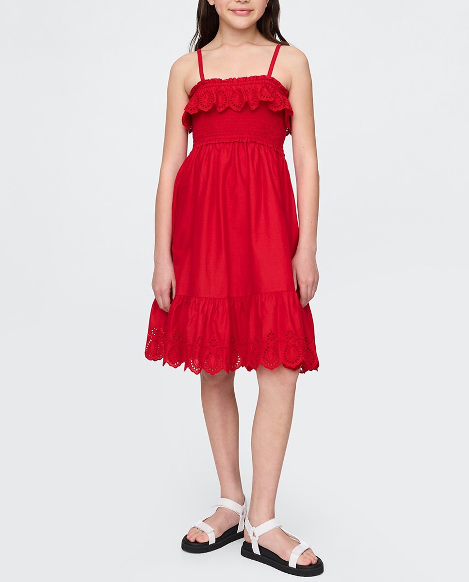 Imagen 0 de Vestido midi con volantes y fruncido de niña