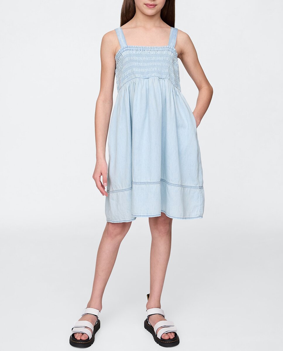 Imagen 0 de Vestido vaquero fruncido de niña